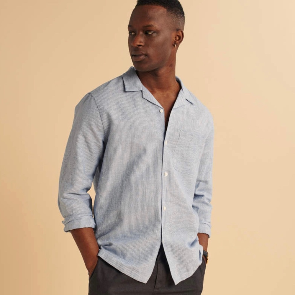 Abercrombie & Fitch Linen-Blend camp collar shirt